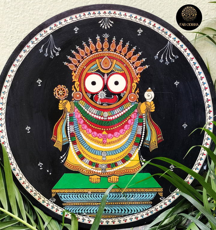 LARGE DIZED-18 INCHES HAND CARVED/HAND-PAINTED JAGANNATH WALL PLATE