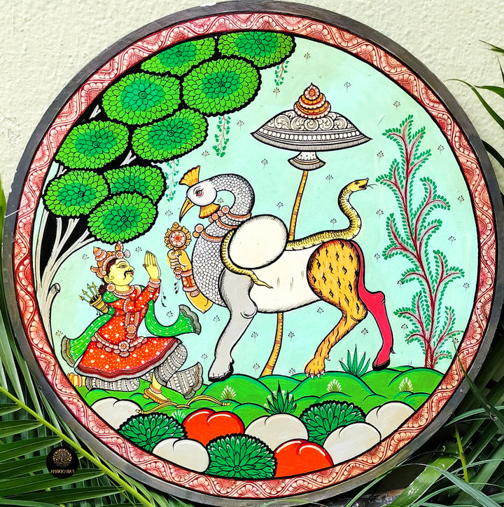 LARGE DIZE-18 INCHES HAND CARVED/ HAND PAINTED MYTHOLOGICAL NABAGUNJARA WALL PLATE