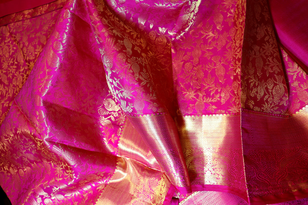 "POETIC PINK" PURE GOLD ZARI KANJIVARAM SILK SAREE