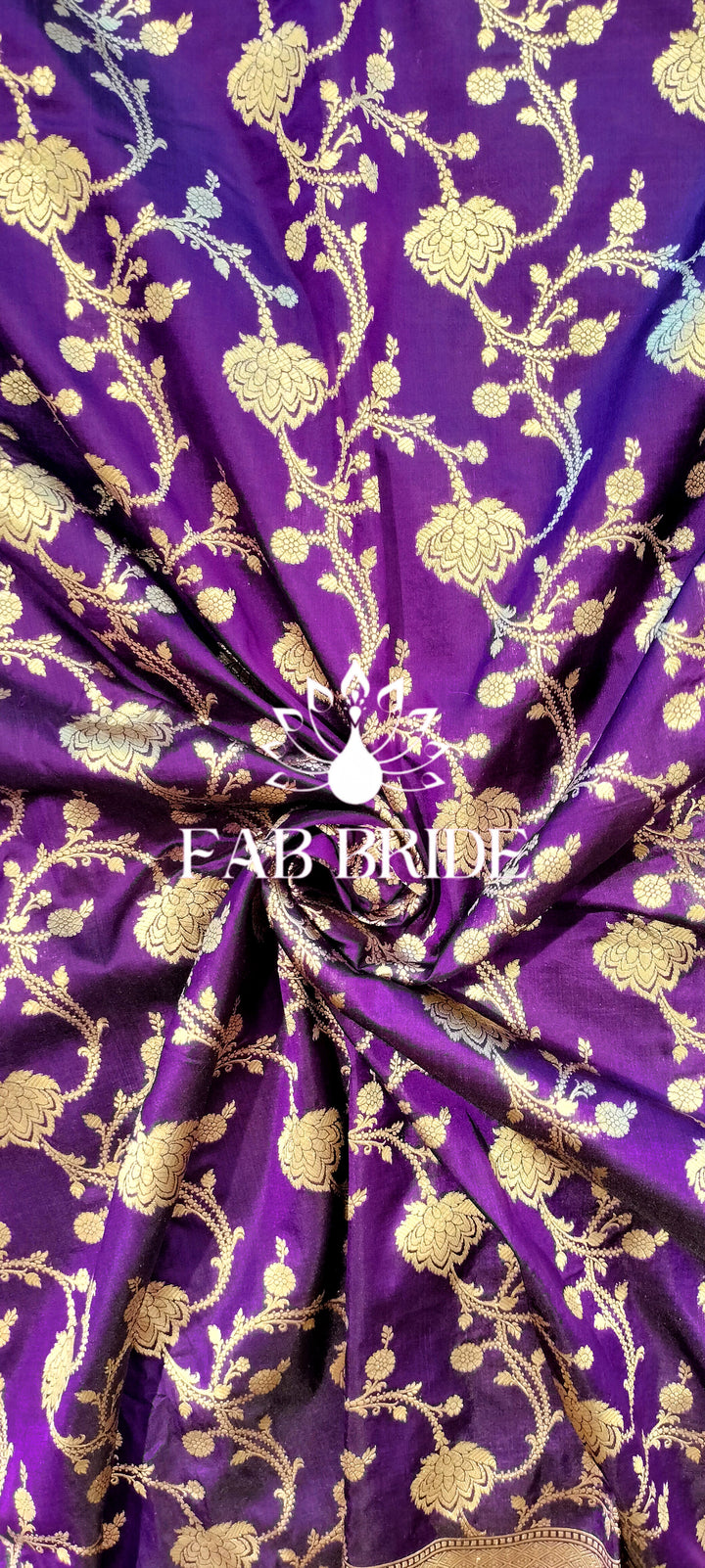 ”MOONGAZE LAVENDER FIELD" PURE SILK BANARASI SAREE