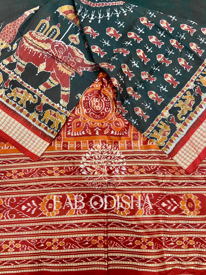 "SHAHI GAJAPATI DARBAR" SAMBALPURI BANDHA SILK PATTA SAREE