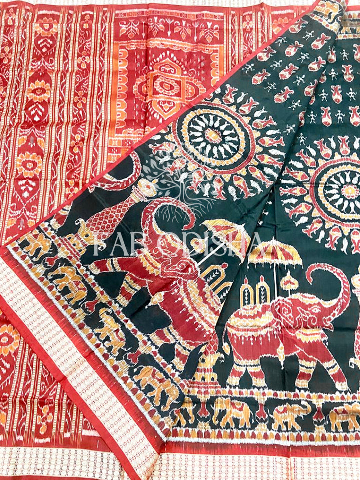 "SHAHI GAJAPATI DARBAR" SAMBALPURI BANDHA SILK PATTA SAREE