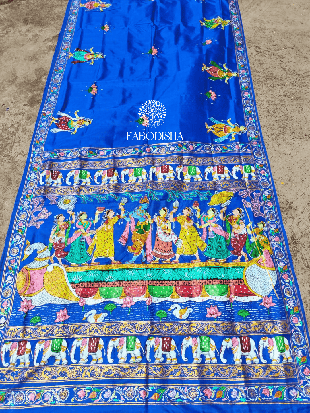 "SHREE RADHE BOITA BANDANA" PURE SILK PATTACHITRA SAREE