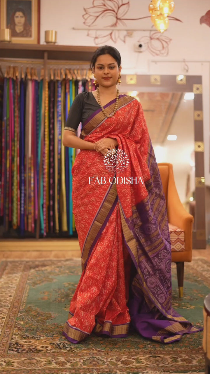 LAAL SAMBALPURI TISSUE SILK SAREE