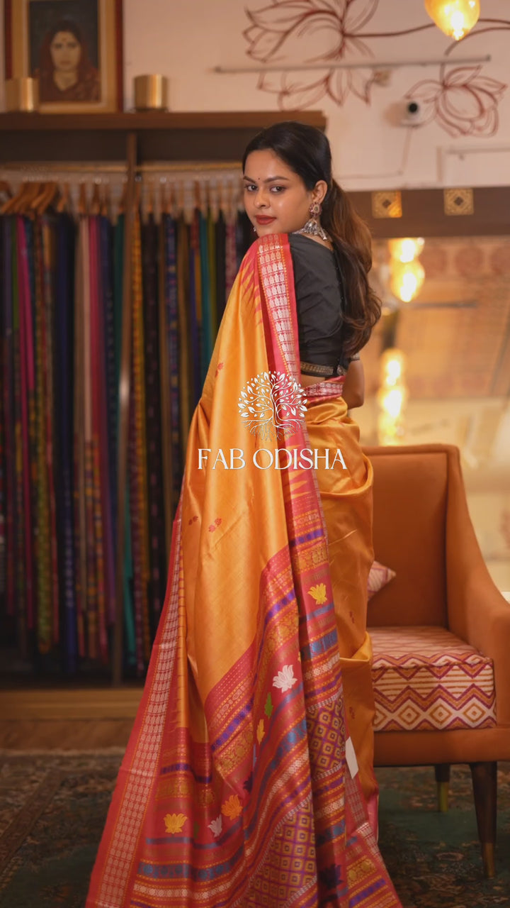 SWARNA-PUJO FINE TUSSAR SILK JALLA EXTRA-WEFT SAREE