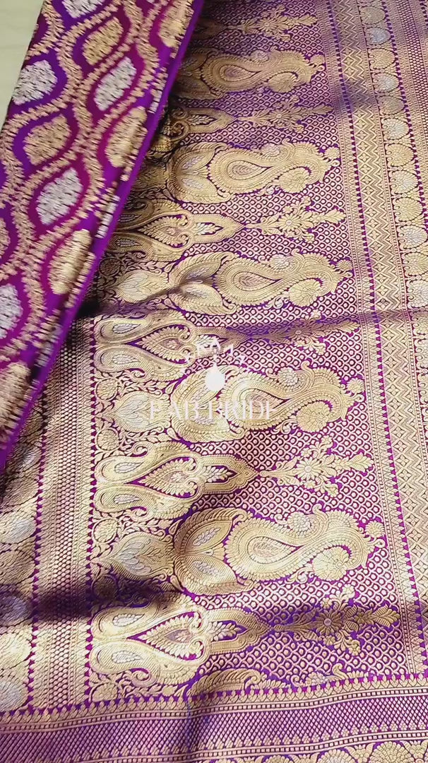 ”HEAVEN'S PURPLE GARDEN" SONA-RUPA ZARI PURE SILK BANARASI SAREE