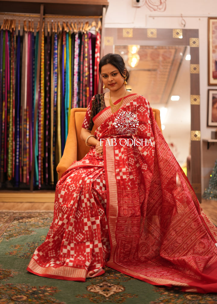 LAAL SUMATI  PASSAPALI  SILK SAMBALPURI SAREE