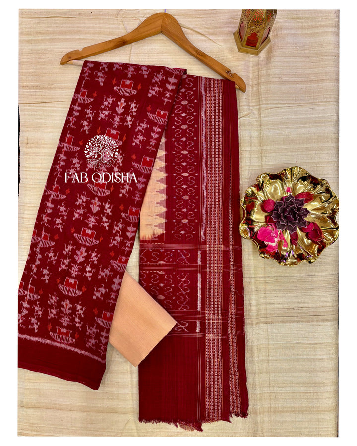 TRIBAL PURE SAMBALPURI PASSAPALI DOUBLE IKAT COTTON DRESS MATERIAL SET