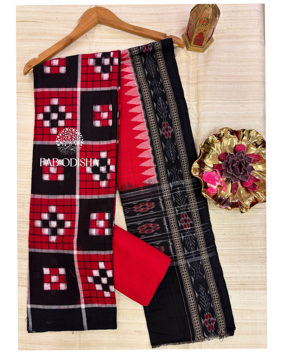 PURE SAMBALPURI PASSAPALI DOUBLE IKAT COTTON DRESS MATERIAL SET