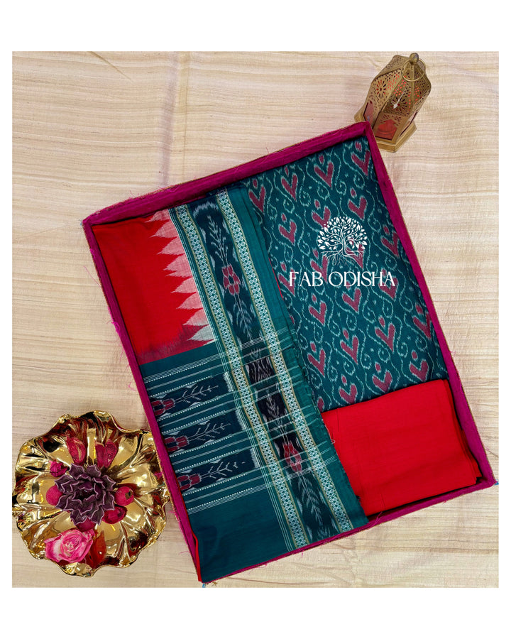 SAMBALPURI DOUBLE IKAT HANDWOVEN COTTON DRESS MATERIAL SET