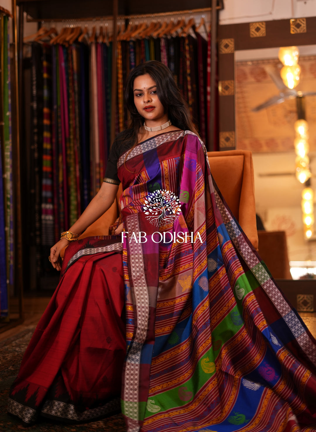 RESPLENDENT LAAC SINDOORI DOUBLE ANCHAL BERHAMPURI PATTA SAREE