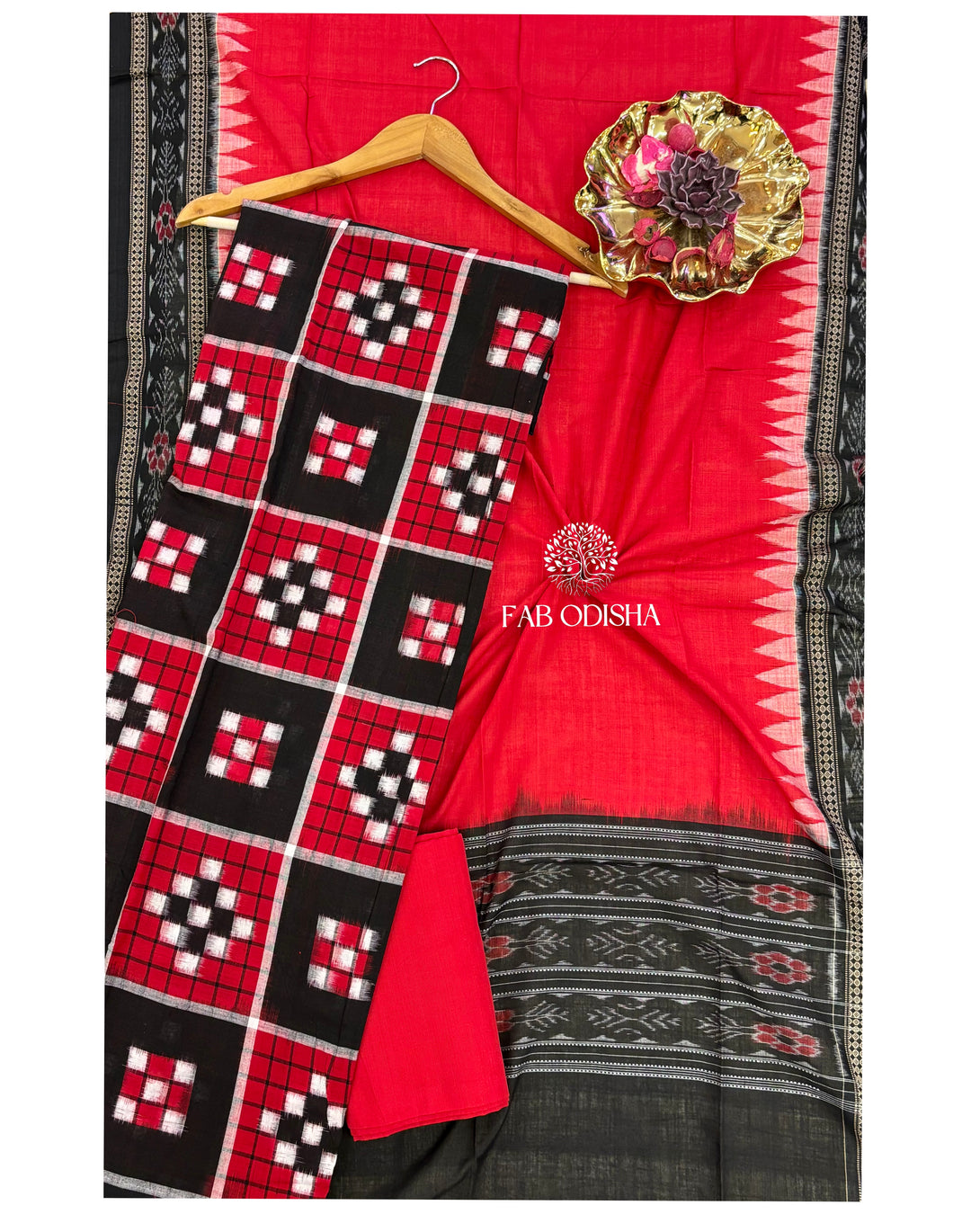 PURE SAMBALPURI PASSAPALI DOUBLE IKAT COTTON DRESS MATERIAL SET