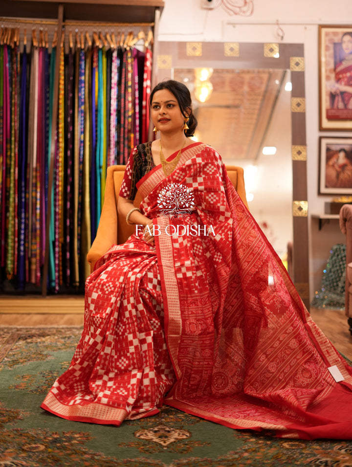 LAAL SUMATI  PASSAPALI  SILK SAMBALPURI SAREE