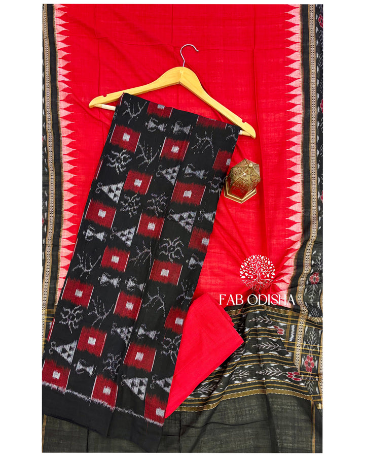 TRIBAL PURE SAMBALPURI DOUBLE IKAT COTTON DRESS MATERIAL SET