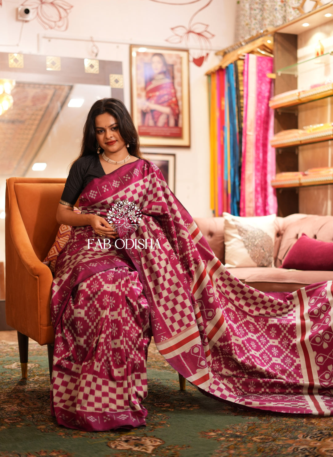 DELIGHTFUL PINK IKAT ELITE MULBERRY HANDLOOM SILK SAREE