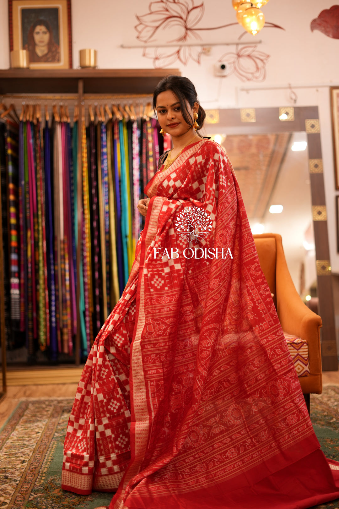 LAAL SUMATI  PASSAPALI  SILK SAMBALPURI SAREE