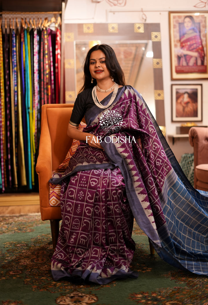 JAMUNI ASHMITA SUPER FINE MULBERRY ODIA AKSHAR SILK SAREE