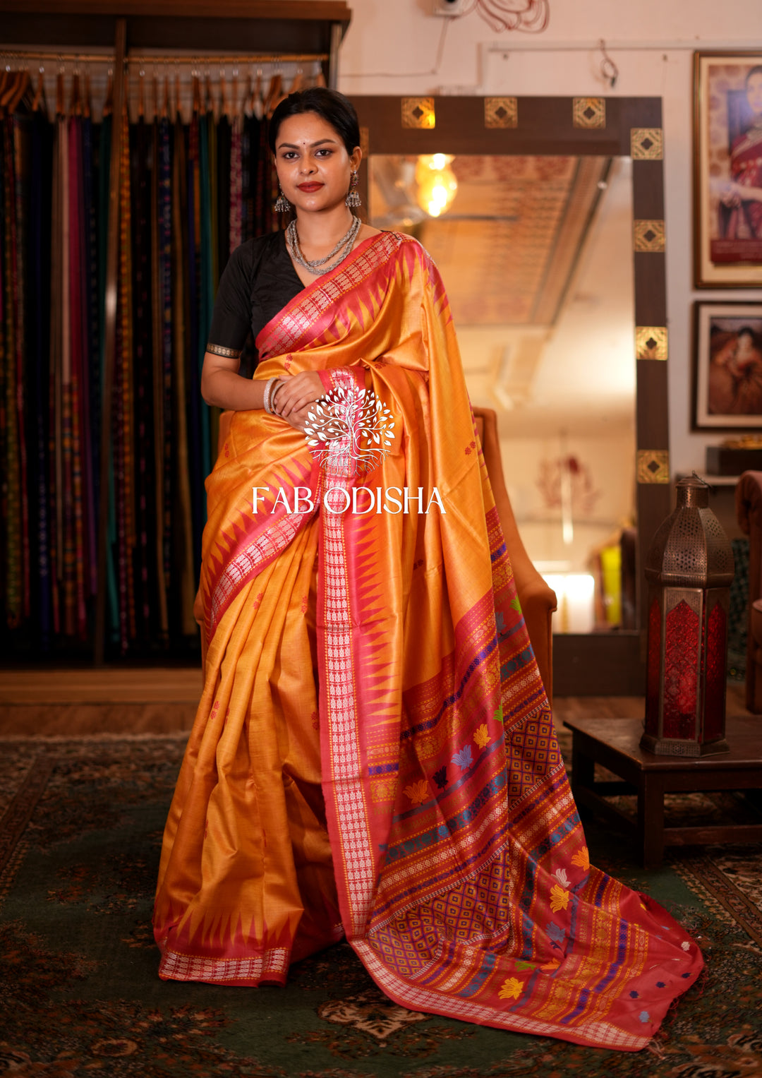 SWARNA-PUJO FINE TUSSAR SILK JALLA EXTRA-WEFT SAREE