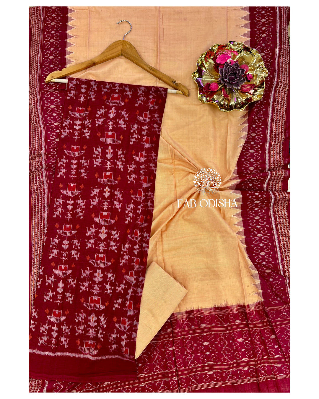 TRIBAL PURE SAMBALPURI PASSAPALI DOUBLE IKAT COTTON DRESS MATERIAL SET