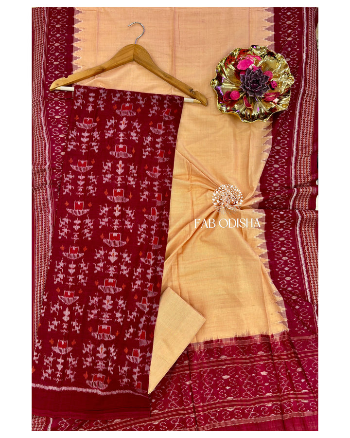 TRIBAL PURE SAMBALPURI PASSAPALI DOUBLE IKAT COTTON DRESS MATERIAL SET