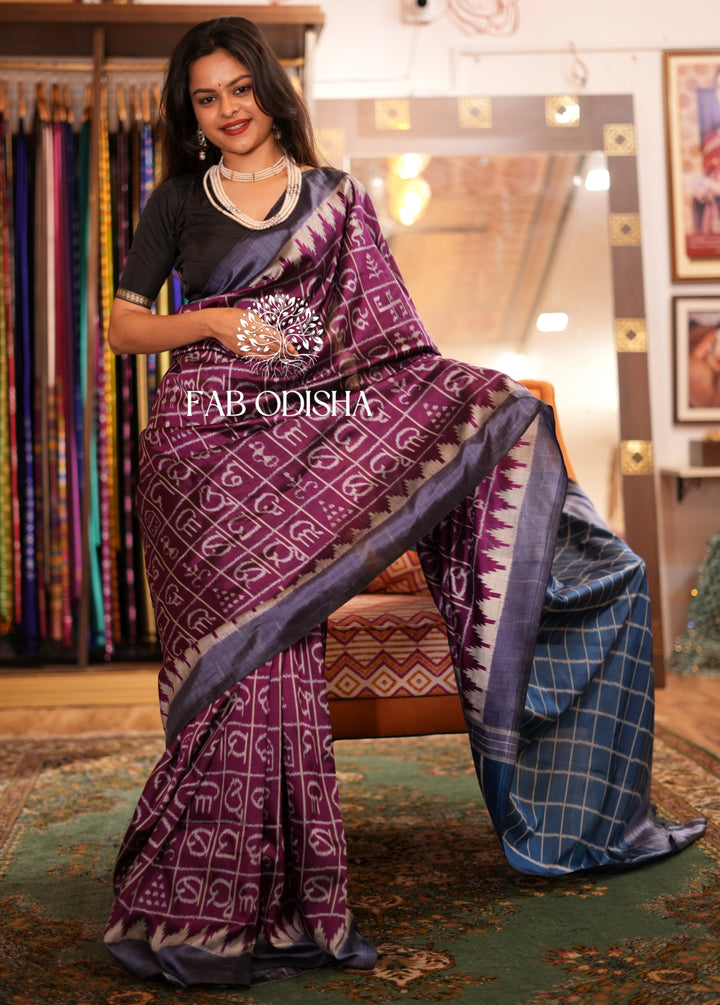 JAMUNI ASHMITA SUPER FINE MULBERRY ODIA AKSHAR SILK SAREE