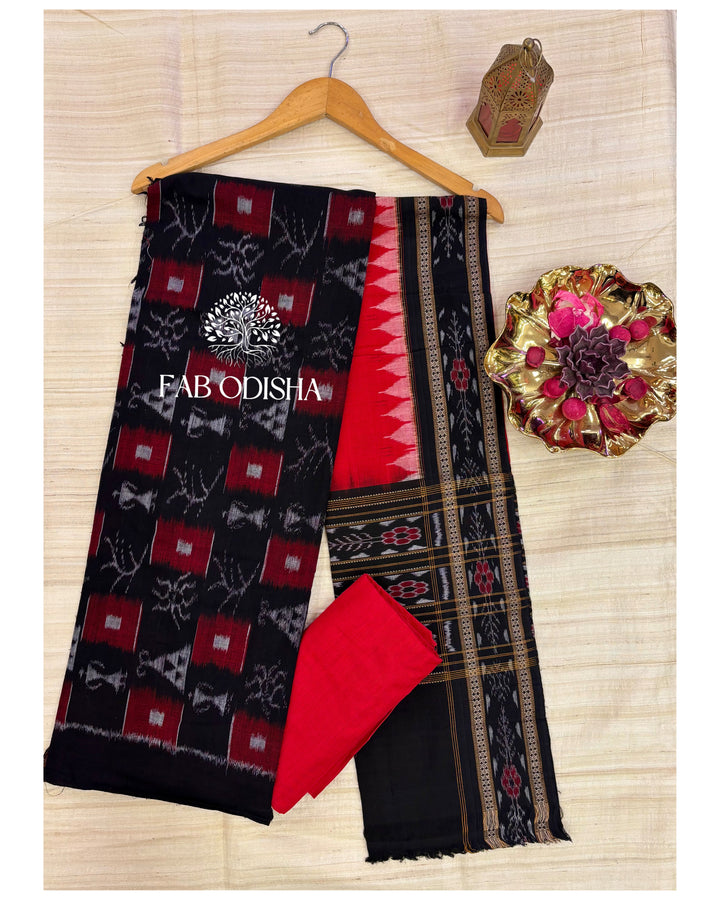 TRIBAL PURE SAMBALPURI DOUBLE IKAT COTTON DRESS MATERIAL SET