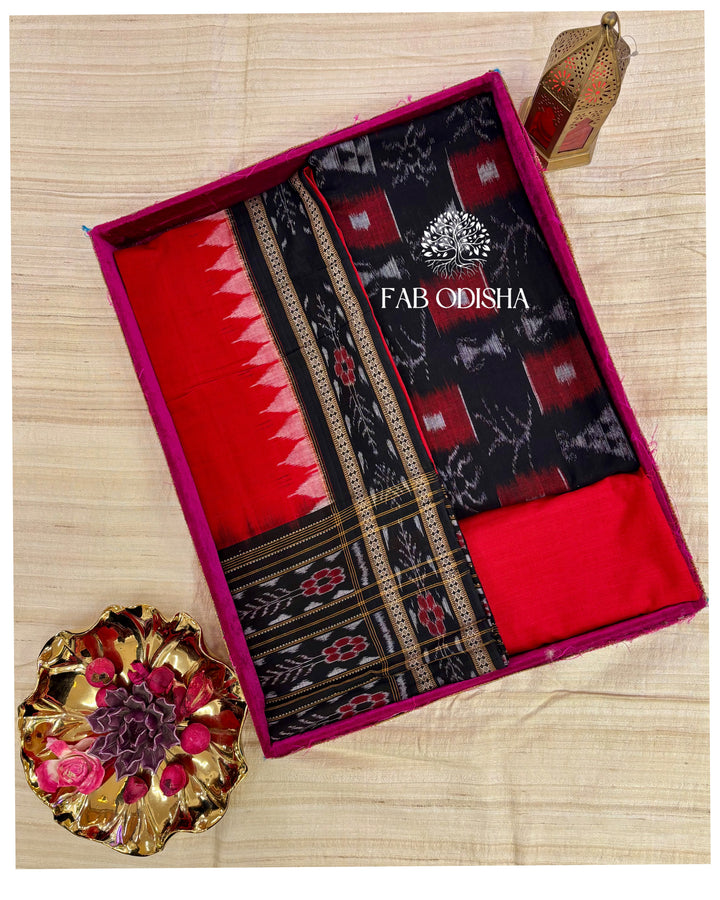 TRIBAL PURE SAMBALPURI DOUBLE IKAT COTTON DRESS MATERIAL SET